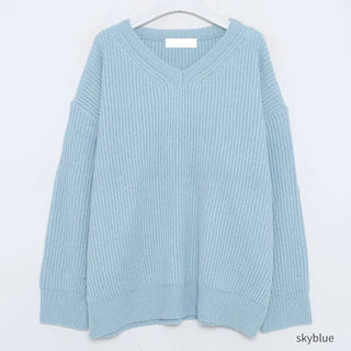 V-neck ribbed knit