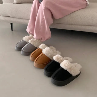 Platform suede fur sandals/slippers
