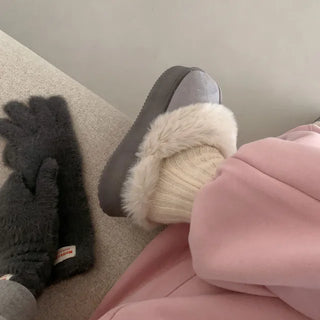 Platform suede fur sandals/slippers