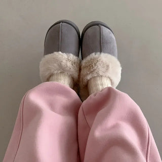 Platform suede fur sandals/slippers
