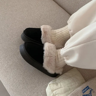 Platform suede fur sandals/slippers