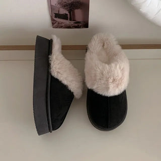 Platform suede fur sandals/slippers