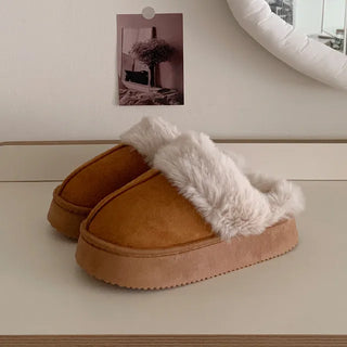 Platform suede fur sandals/slippers