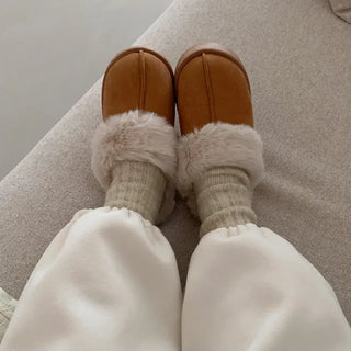 Platform suede fur sandals/slippers