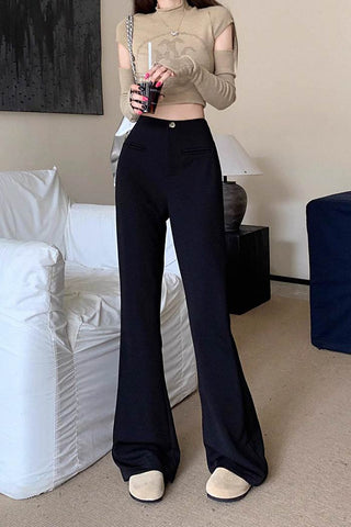 high waist casual micro-flare pants