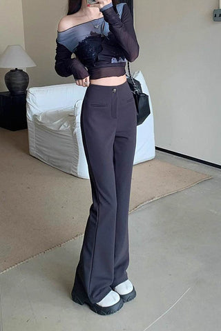 high waist casual micro-flare pants