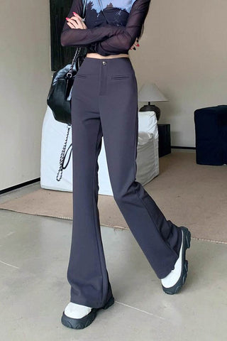 high waist casual micro-flare pants