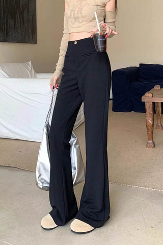 high waist casual micro-flare pants