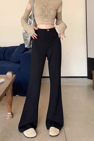 high waist casual micro-flare pants