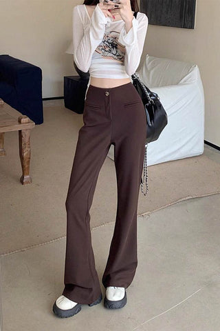 high waist casual micro-flare pants