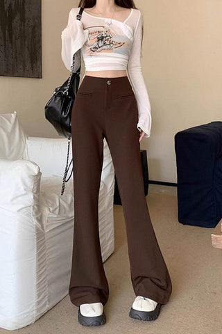 high waist casual micro-flare pants