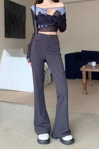 high waist casual micro-flare pants