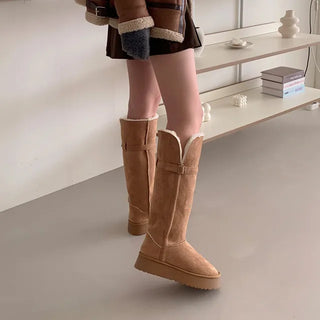 Platform 2-Way Suede Fur Long Boots