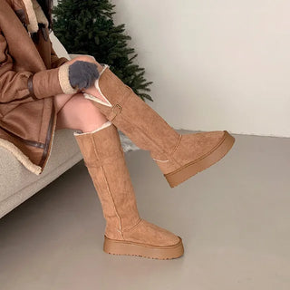 Platform 2-Way Suede Fur Long Boots