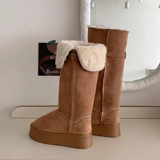 Platform 2-Way Suede Fur Long Boots