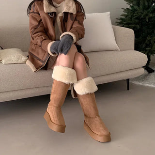 Platform 2-Way Suede Fur Long Boots