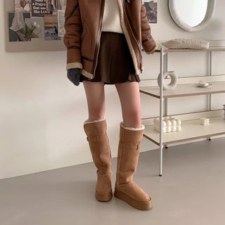 Platform 2-Way Suede Fur Long Boots