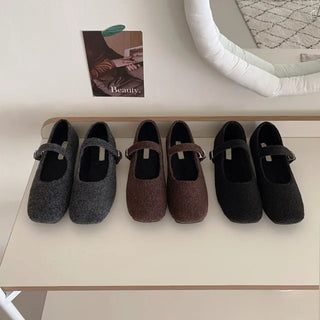 (3 colors) Square Mary Jane Flat Shoes