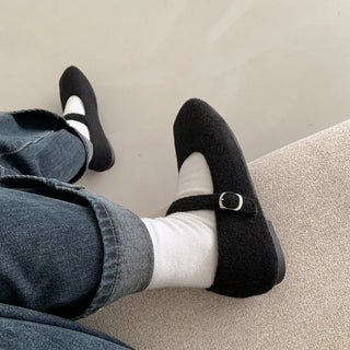 (3 colors) Square Mary Jane Flat Shoes
