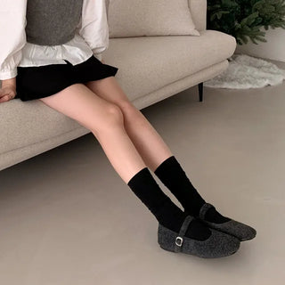 (3 colors) Square Mary Jane Flat Shoes