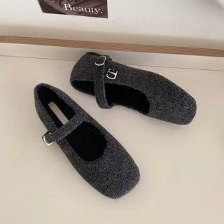 (3 colors) Square Mary Jane Flat Shoes