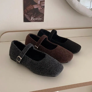 (3 colors) Square Mary Jane Flat Shoes