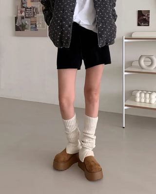 Platform fur suede mule loafers