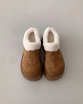 Platform fur suede mule loafers