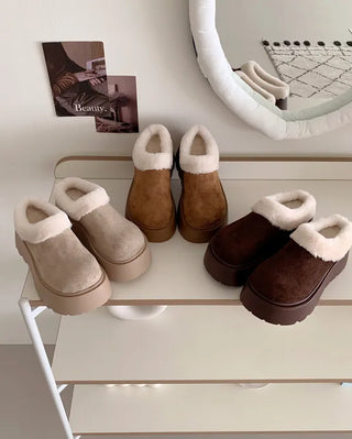 Platform fur suede mule loafers