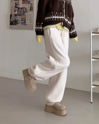 Platform fur suede mule loafers