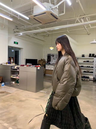 [NEVERSEEZ] Cropped Puffer Down Jacket