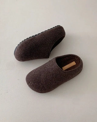 Platform felt suede mules