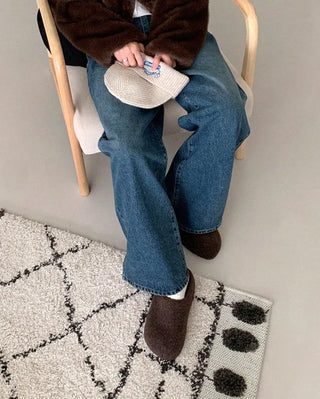 Platform felt suede mules
