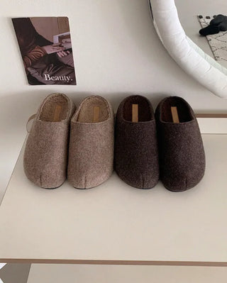 Platform felt suede mules