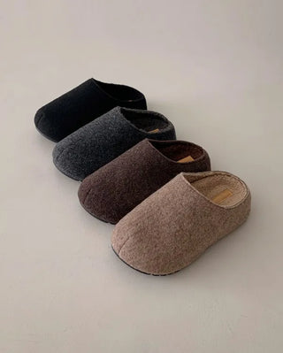 Platform felt suede mules