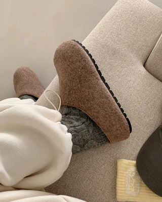 Platform felt suede mules