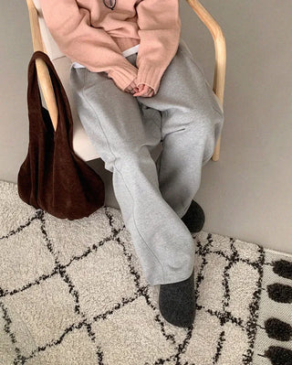 Platform felt suede mules