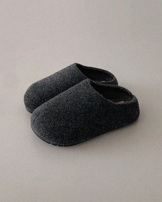 Platform felt suede mules