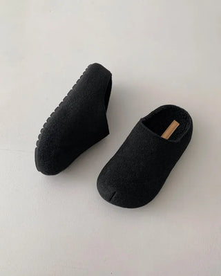 Platform felt suede mules