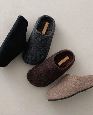 Platform felt suede mules