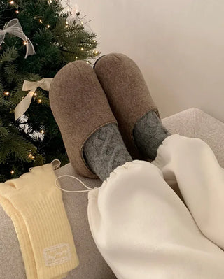Platform felt suede mules