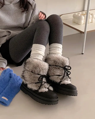 Lace-up fur warmer boots