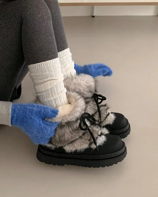 Lace-up fur warmer boots