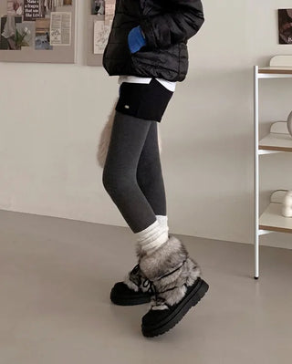 Lace-up fur warmer boots