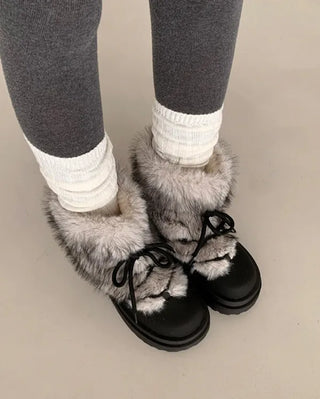 Lace-up fur warmer boots