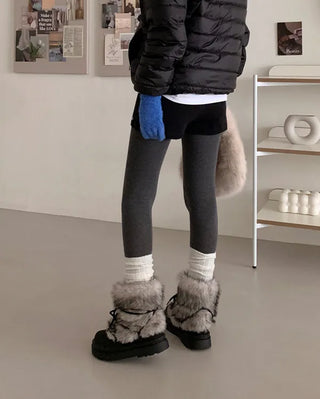 Lace-up fur warmer boots