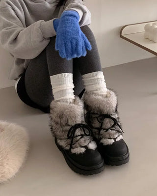 Lace-up fur warmer boots