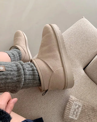 Suede mini fur boots