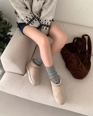 Suede mini fur boots