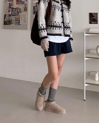 Suede mini fur boots